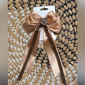 Hand crafted Mexican Concha Brown and Beige Satin Hair Bow